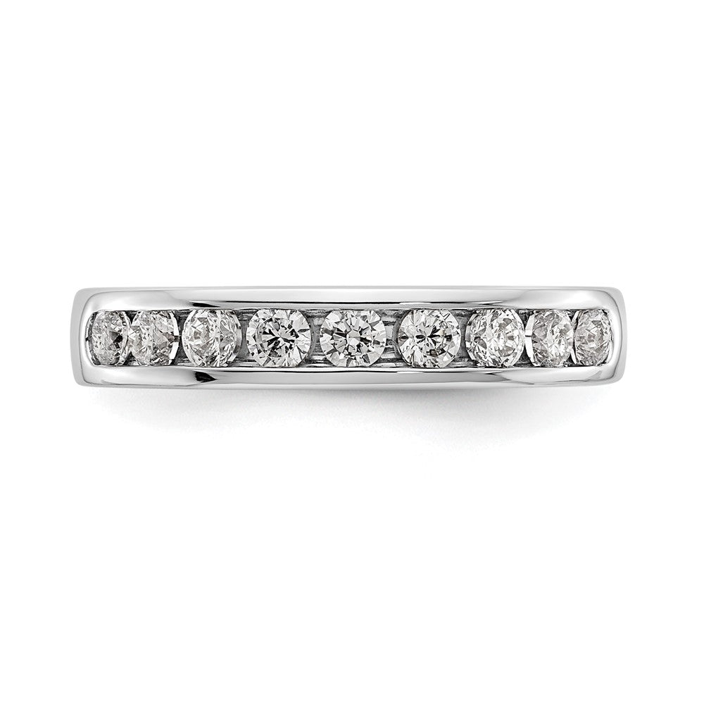 14K White Gold 9 Stone 1/2 Carat Round Diamond Complete Channel Band