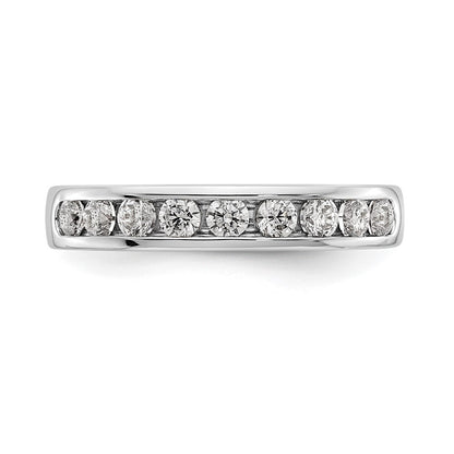 14K White Gold 9 Stone 1/2 Carat Round Diamond Complete Channel Band