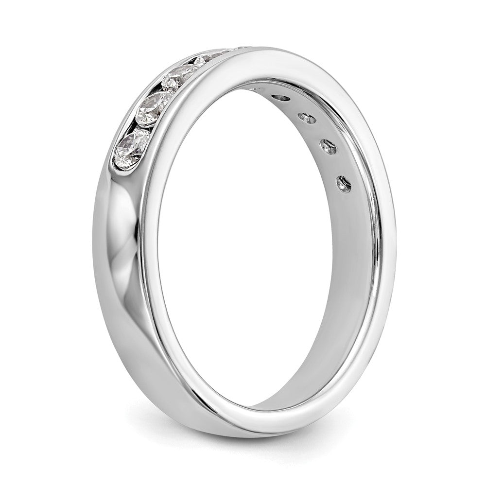 14K White Gold 9 Stone 1/2 Carat Round Diamond Complete Channel Band