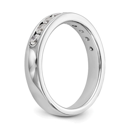 14K White Gold 9 Stone 1/2 Carat Round Diamond Complete Channel Band
