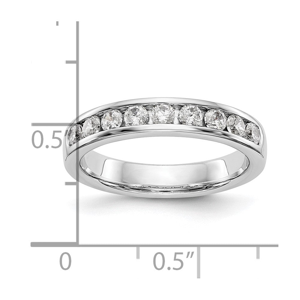 14K White Gold 9 Stone 1/2 Carat Round Diamond Complete Channel Band