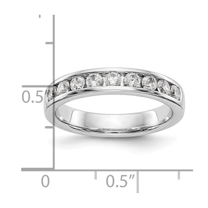 14K White Gold 9 Stone 1/2 Carat Round Diamond Complete Channel Band