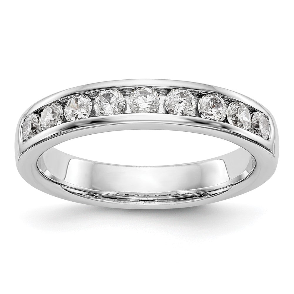 14K White Gold 9 Stone 1/2 Carat Round Diamond Complete Channel Band