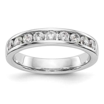 14K White Gold 9 Stone 1/2 Carat Round Diamond Complete Channel Band