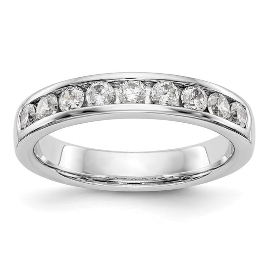 14K White Gold 9 Stone 1/2 Carat Round Diamond Complete Channel Band