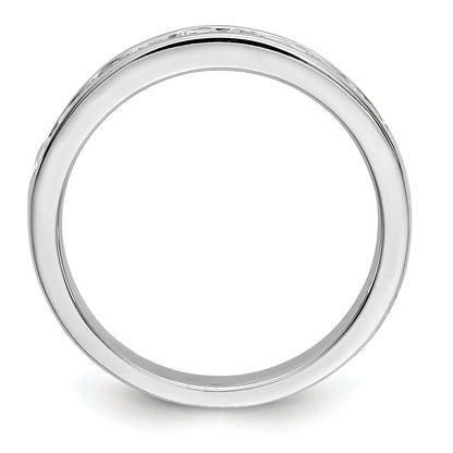 14K White Gold 9 Stone 3/4 Carat Round Diamond Complete Channel Band