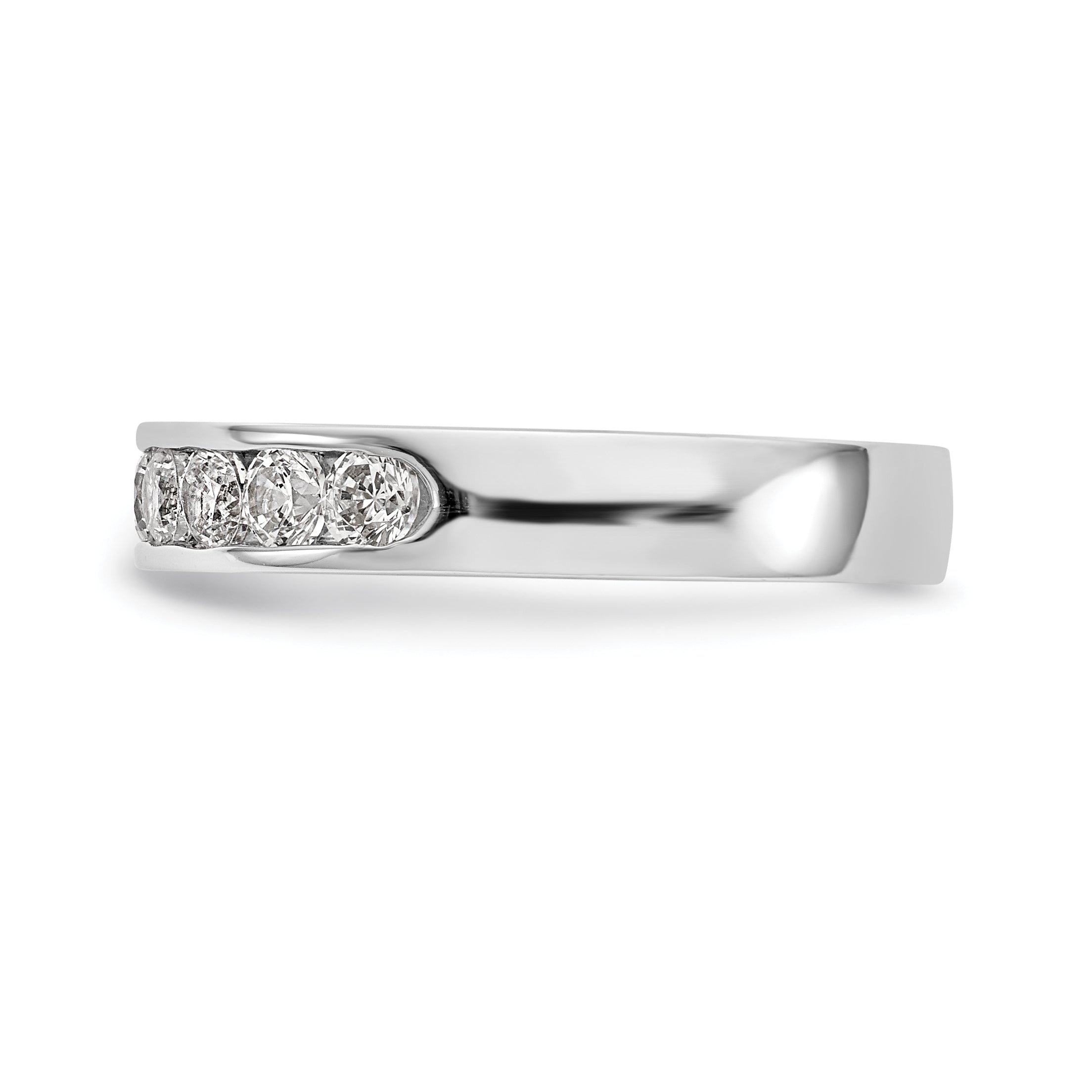 14K White Gold 9 Stone 3/4 Carat Round Diamond Complete Channel Band