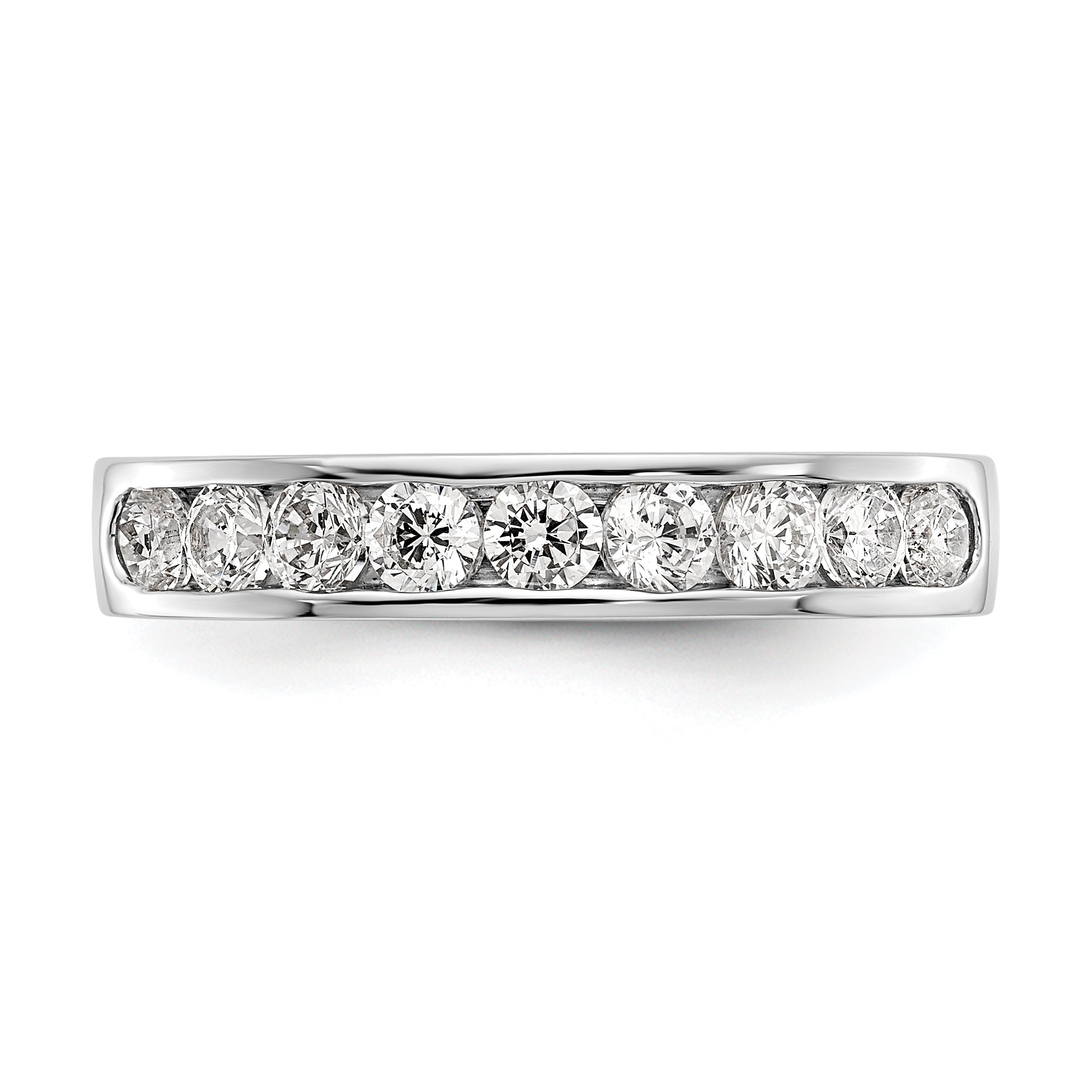 14K White Gold 9 Stone 3/4 Carat Round Diamond Complete Channel Band