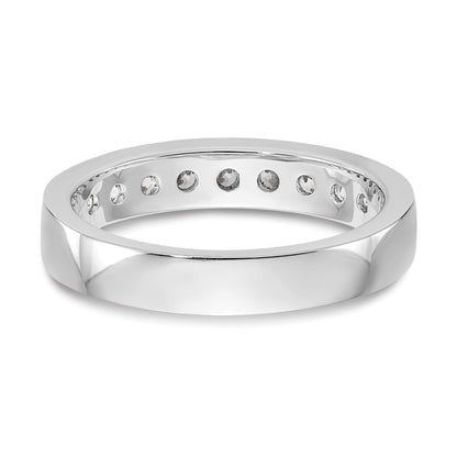 14K White Gold 9 Stone 3/4 Carat Round Diamond Complete Channel Band