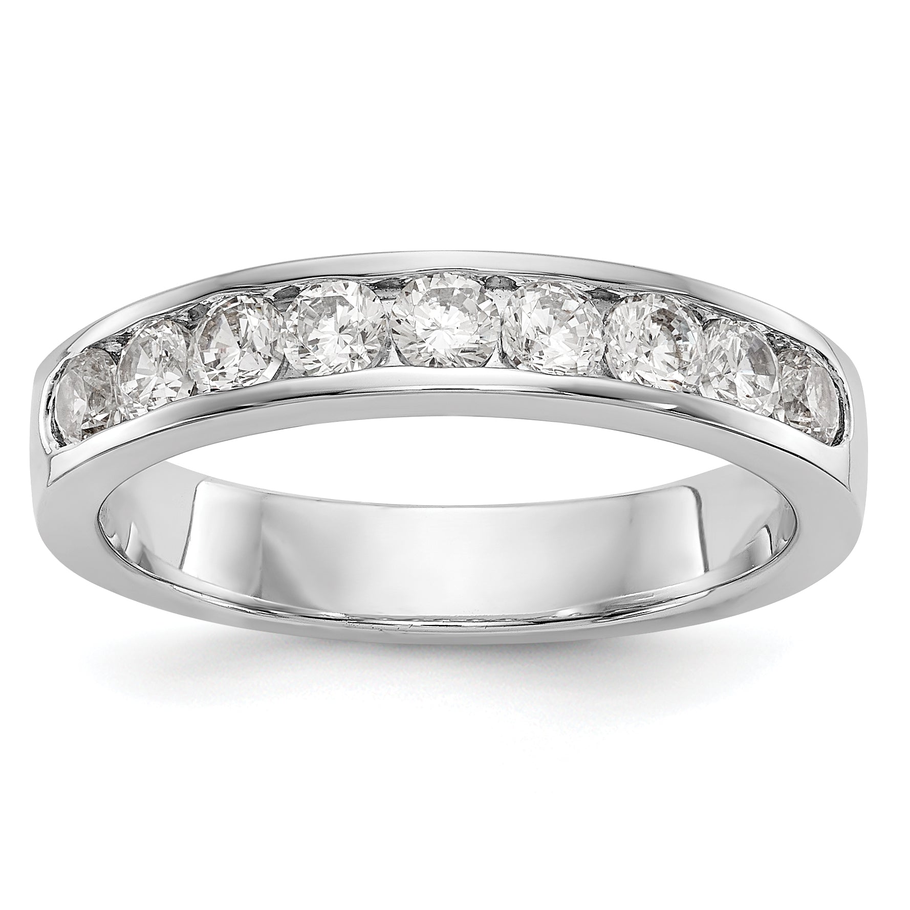 Platinum 9 Stone 7/8 Carat Round Diamond Complete Channel Band
