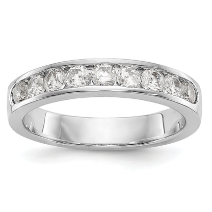 14K White Gold 9 Stone 3/4 Carat Round Diamond Complete Channel Band