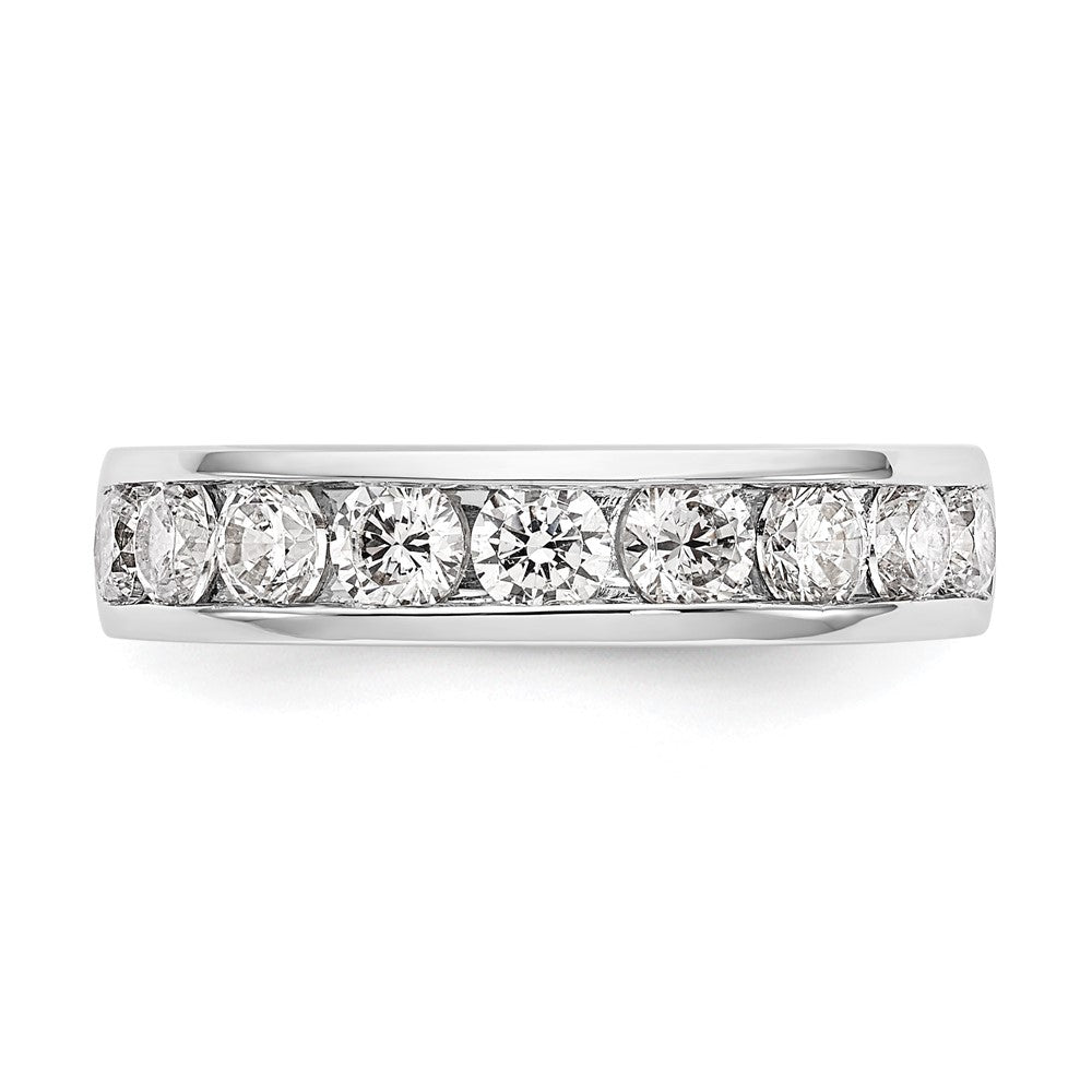 14K White Gold 9-Stone Real Diamond Channel Band