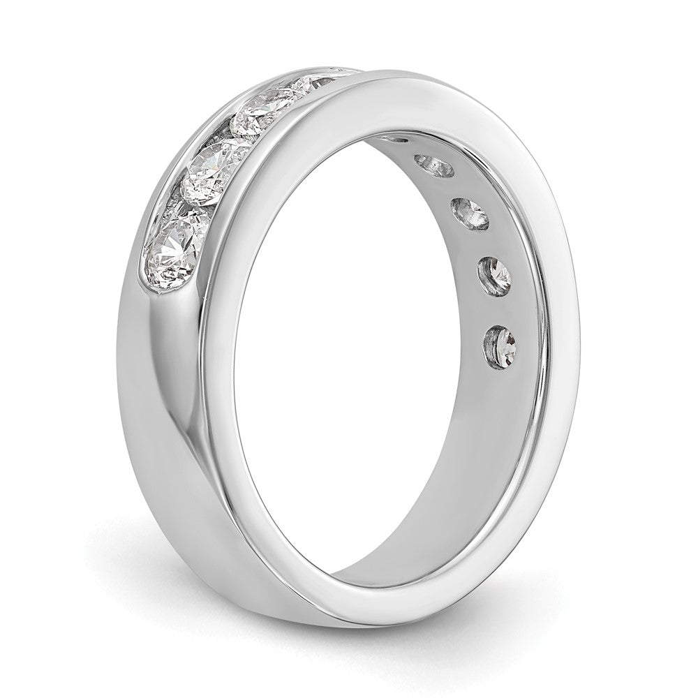 14K White Gold 9 Stone 1.3 Carat Round Diamond Complete Channel Band