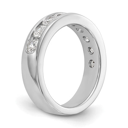 14K White Gold 9 Stone 1.3 Carat Round Diamond Complete Channel Band