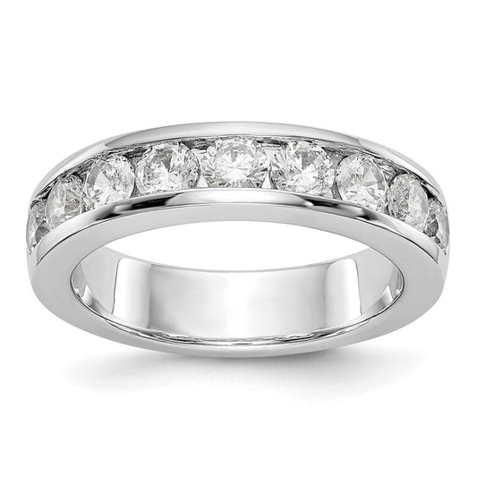 14K White Gold 9-Stone Real Diamond Channel Band