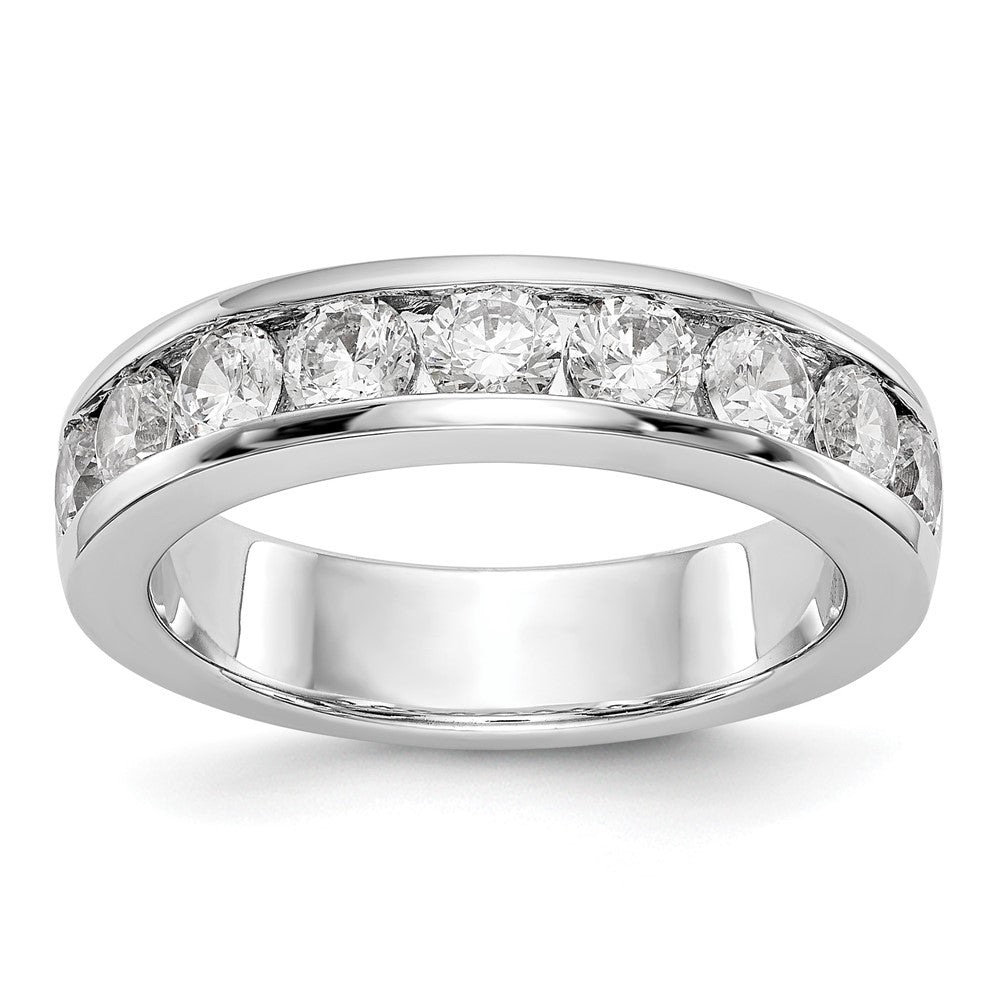 14K White Gold 9-Stone Real Diamond Channel Band