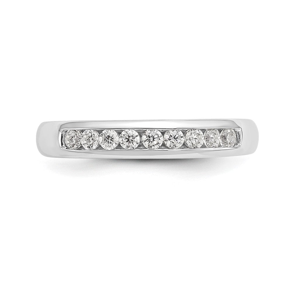 14K White Gold 9-Stone Real Diamond Channel Band