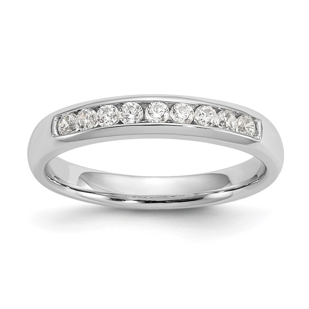 14K White Gold 9-Stone Real Diamond Channel Band