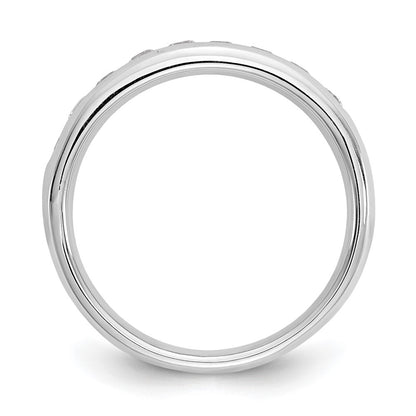 14K White Gold 9-Stone Real Diamond Channel Band