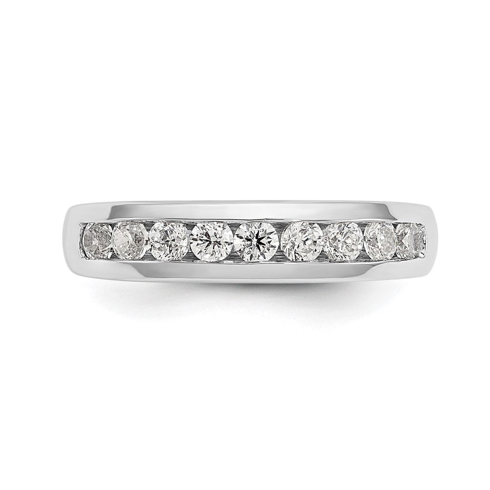 14K White Gold 9-Stone Real Diamond Channel Band