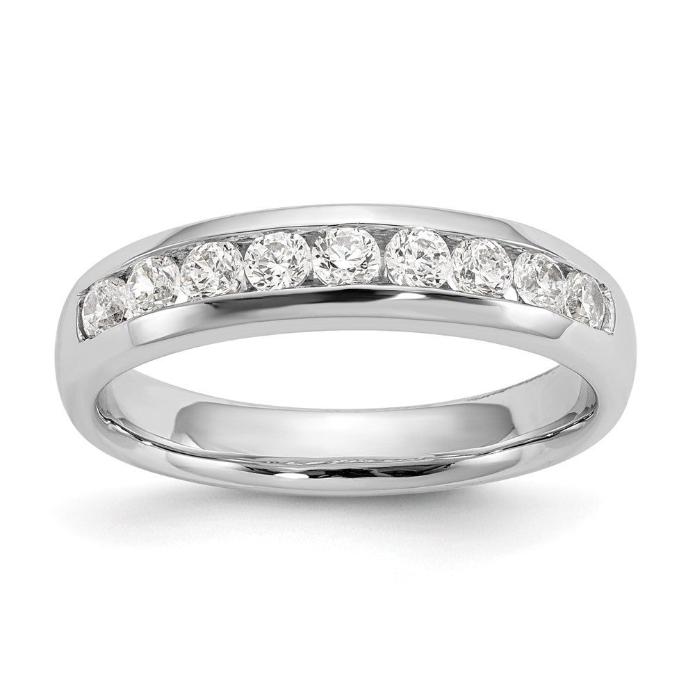14K White Gold 9-Stone Real Diamond Channel Band