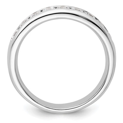 14K White Gold 9-Stone Real Diamond Channel Band