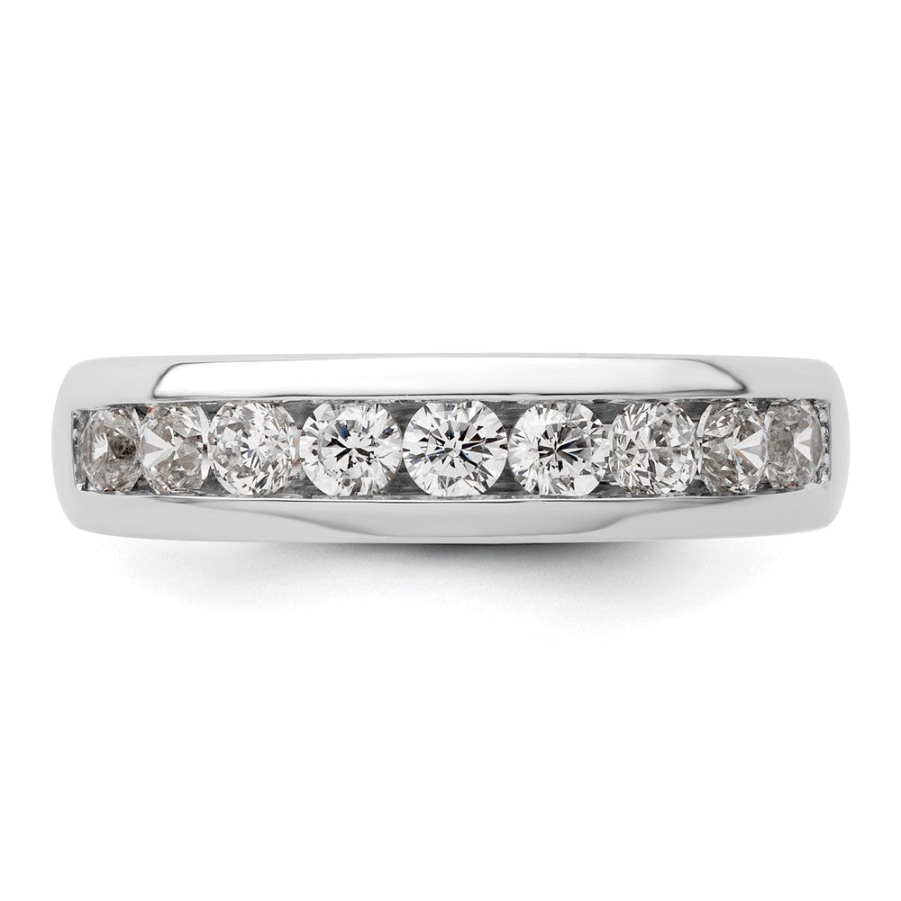 14K White Gold 9-Stone Real Diamond Channel Band