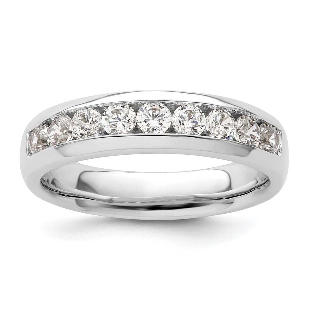 14K White Gold 9-Stone Real Diamond Channel Band