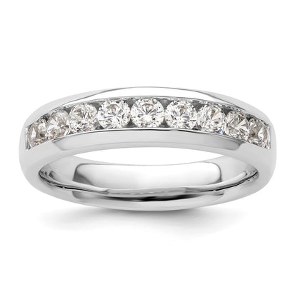 14K White Gold 9-Stone Real Diamond Channel Band