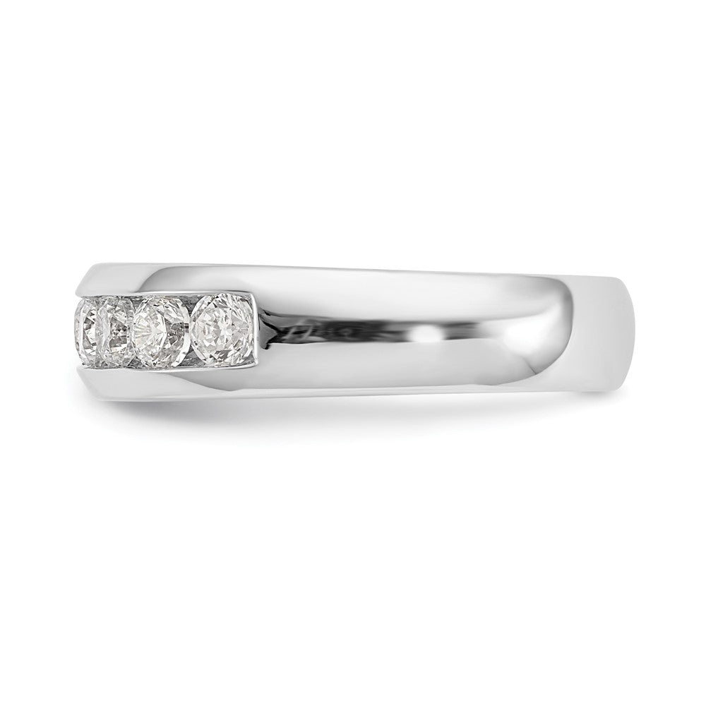 14K White Gold 9-Stone Real Diamond Channel Band