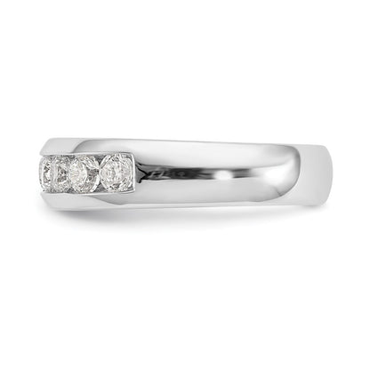 14K White Gold 9-Stone Real Diamond Channel Band