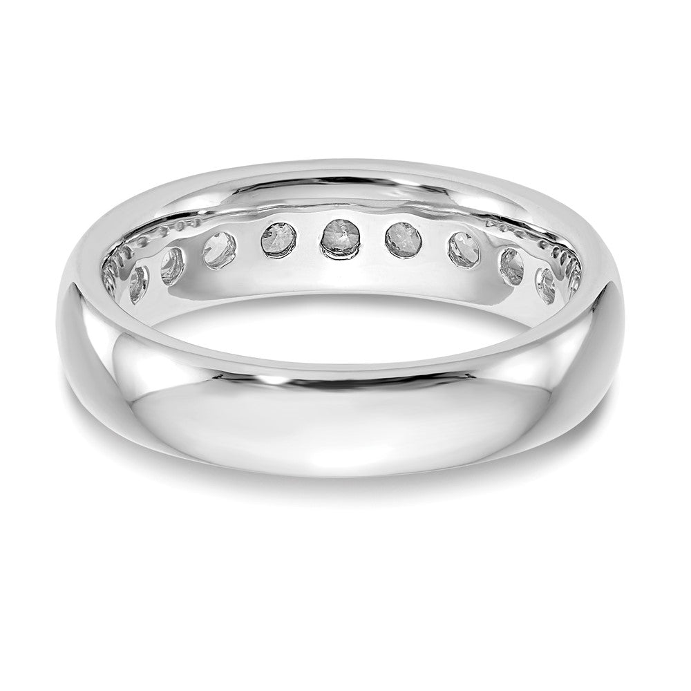 14K White Gold 9-Stone Real Diamond Channel Band