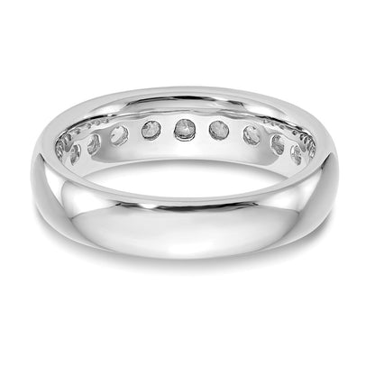 14K White Gold 9-Stone Real Diamond Channel Band