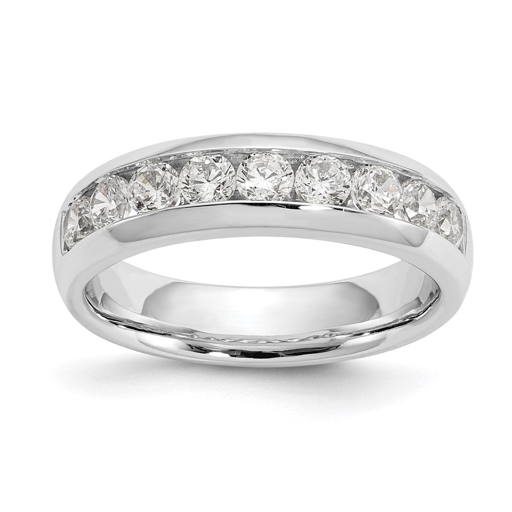 14K White Gold 9-Stone Real Diamond Channel Band