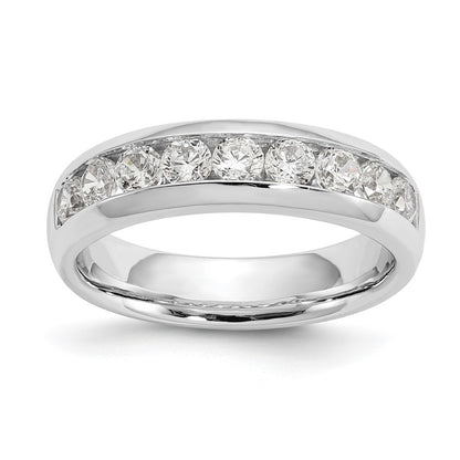 14K White Gold 9-Stone Real Diamond Channel Band