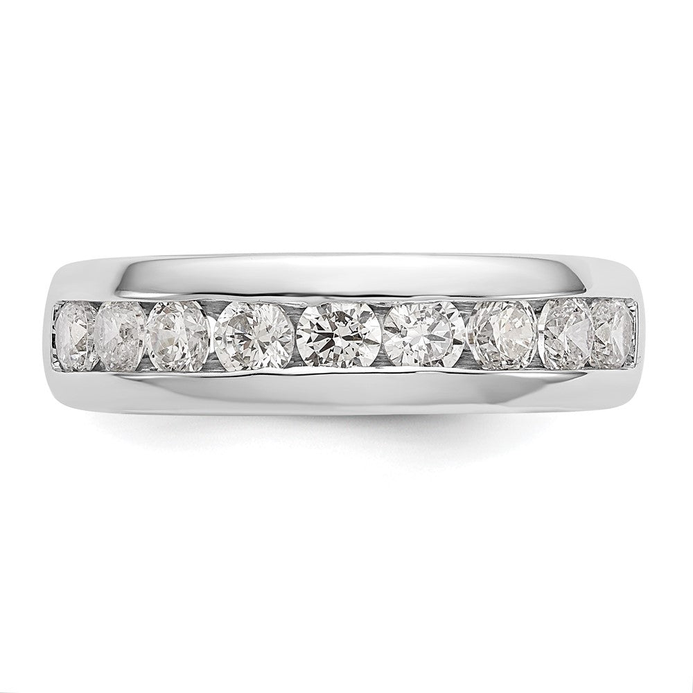 14K White Gold 9-Stone Real Diamond Channel Band