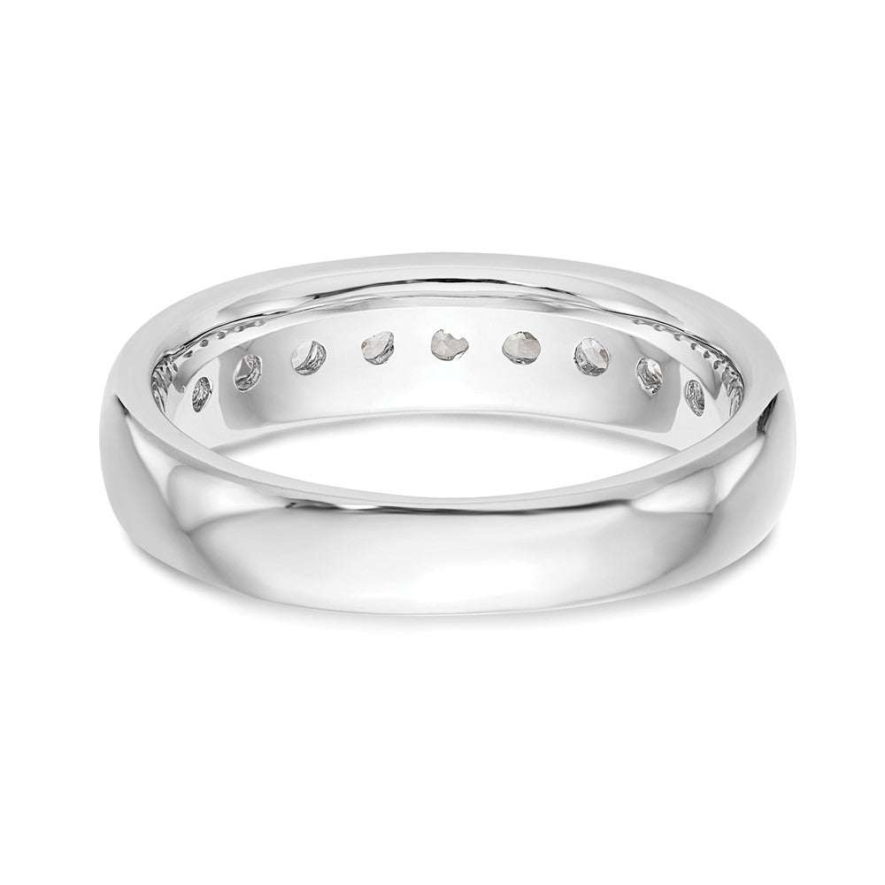 14K White Gold 9-Stone Real Diamond Channel Band