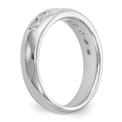 14K White Gold 9-Stone Real Diamond Channel Band