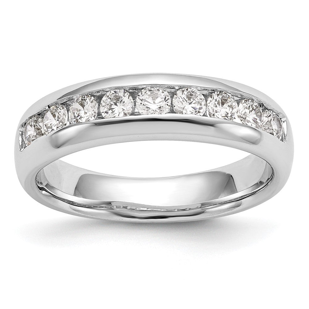 14K White Gold 9-Stone Real Diamond Channel Band