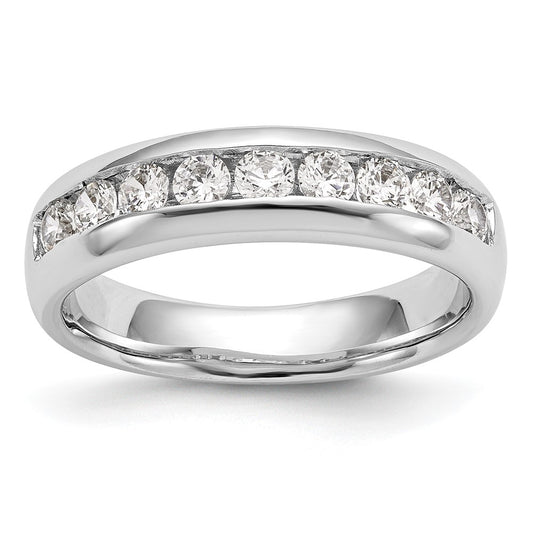 14K White Gold 9-Stone Real Diamond Channel Band
