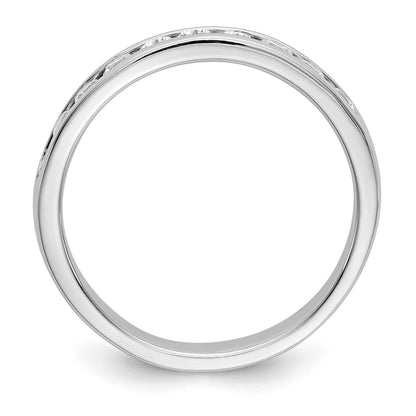 14K White Gold 10-Stone Real Diamond Channel Band