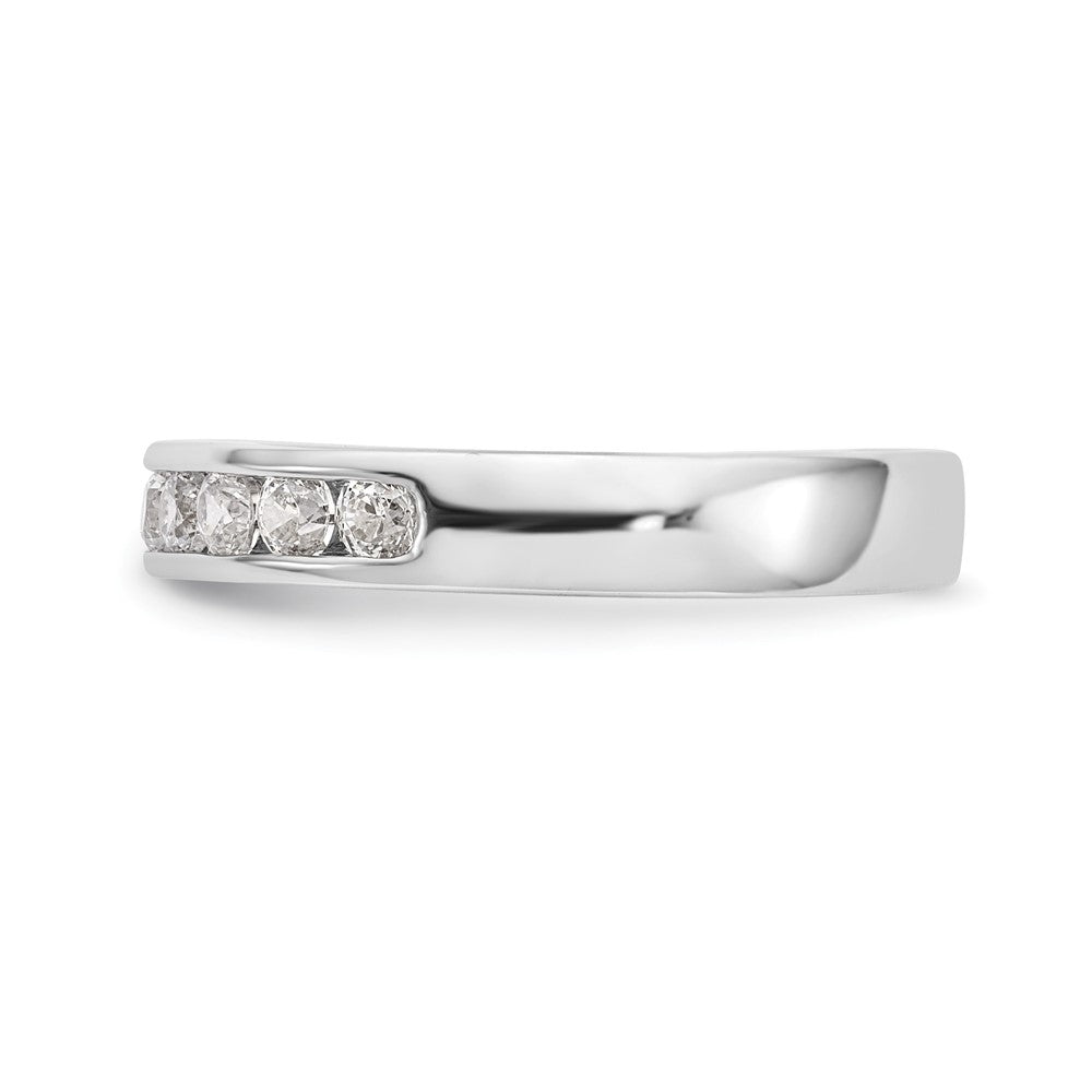 14K White Gold 10-Stone Real Diamond Channel Band