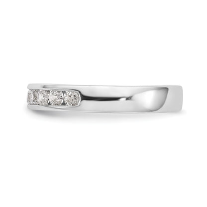 14K White Gold 10-Stone Real Diamond Channel Band