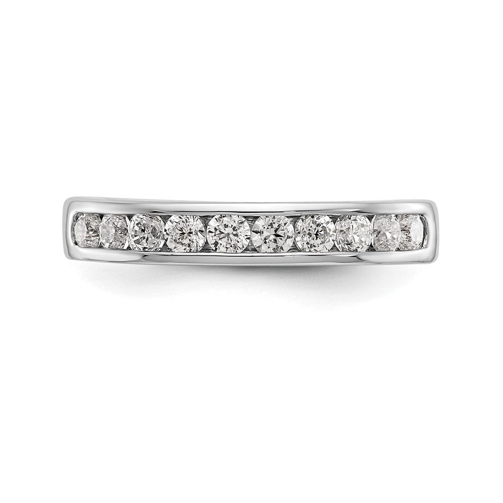 14K White Gold 10-Stone Real Diamond Channel Band