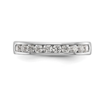 14K White Gold 10-Stone Real Diamond Channel Band