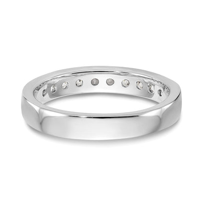 14K White Gold 10-Stone Real Diamond Channel Band