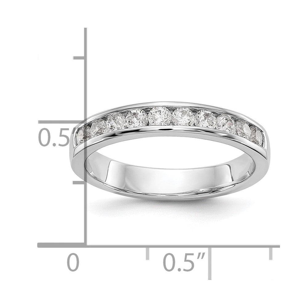 14K White Gold 10-Stone Real Diamond Channel Band