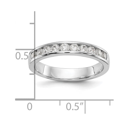 14K White Gold 10-Stone Real Diamond Channel Band