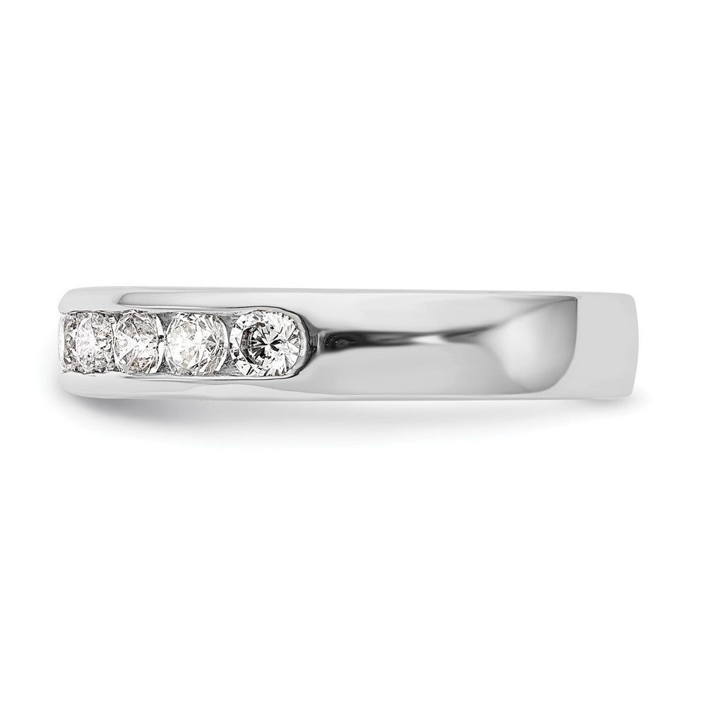 14K White Gold 10-Stone Real Diamond Channel Band