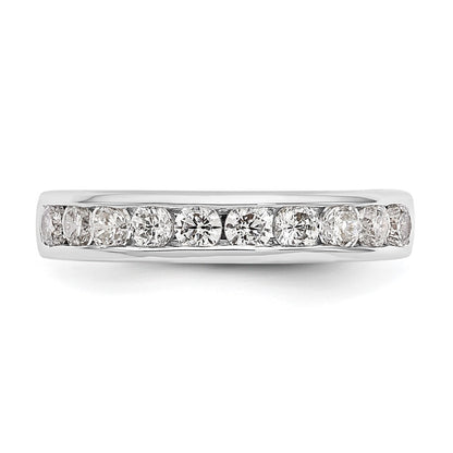 14K White Gold 10-Stone Real Diamond Channel Band
